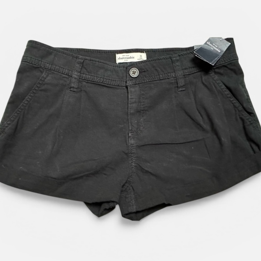 NWT Abercrombie Kids girls black low rise twill shorts size 16
